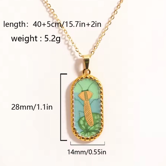 Gold and Blue Pendant Necklace - Picture 2 of 4